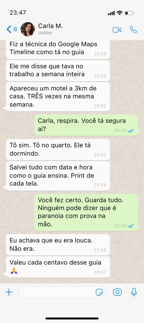 Print da conversa de WhatsApp com Carla M.