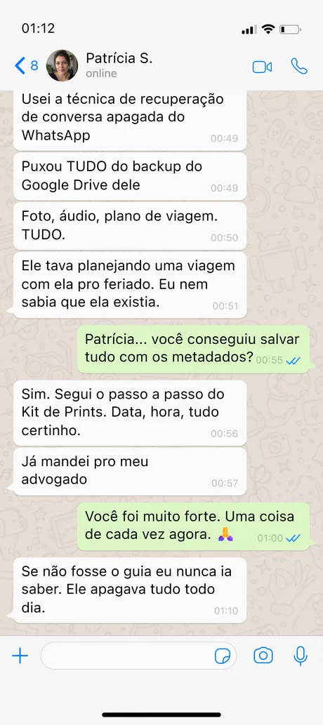 Print da conversa de WhatsApp com Patrícia S.