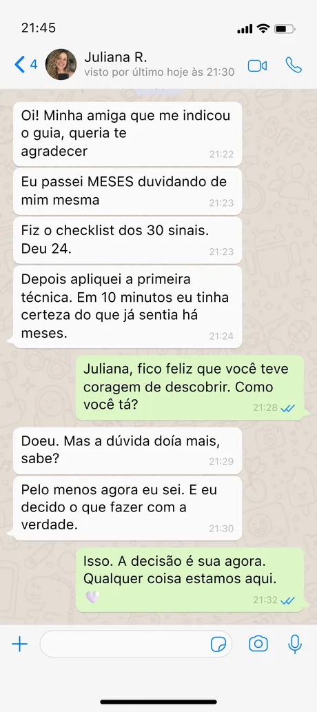 Print da conversa de WhatsApp com Juliana R.
