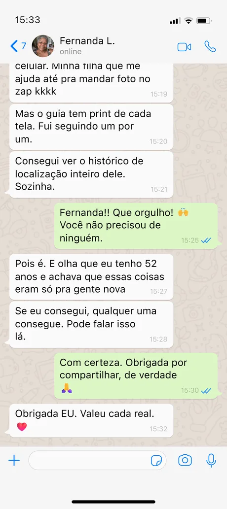Print da conversa de WhatsApp com Fernanda L.