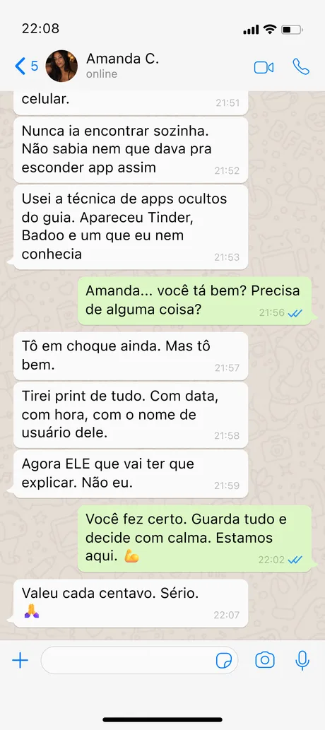 Print da conversa de WhatsApp com Amanda C.